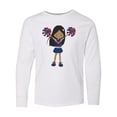 thumbnail image 1 of Inktastic African American Girl, Cheerleaders, Blue Uniform Long Sleeve Youth T-Shirt, 1 of 5