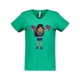 thumbnail image 1 of Inktastic African American Girl, Cheerleaders, Blue Uniform Women's V-Neck T-Shirt, 1 of 5