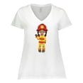 thumbnail image 1 of Inktastic African American Girl, Girl Fireman, Firefighter Women's Plus Size V-Neck T-Shirt, 1 of 5