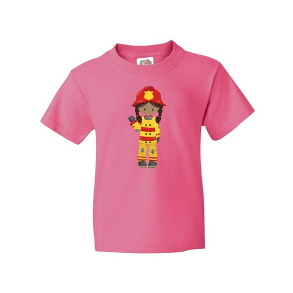 Inktastic African American Girl, Girl Fireman, Firefighter Youth T-Shirt
