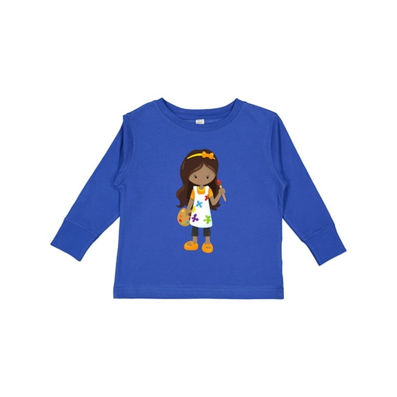 Inktastic African American Girl, Painter, Painting, Brush Girls Long Sleeve Toddler T-Shirt