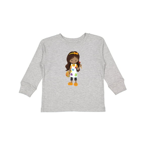Inktastic African American Girl, Painter, Painting, Brush Girls Long Sleeve Toddler T-Shirt