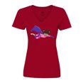 thumbnail image 1 of Inktastic African American Girl, Purple Cape, Superhero Girl Women's V-Neck T-Shirt, 1 of 5