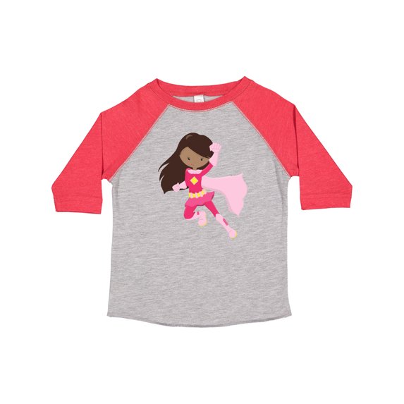 Inktastic African American Girl, Superhero Girl, Pink Cape Girls Toddler T-Shirt