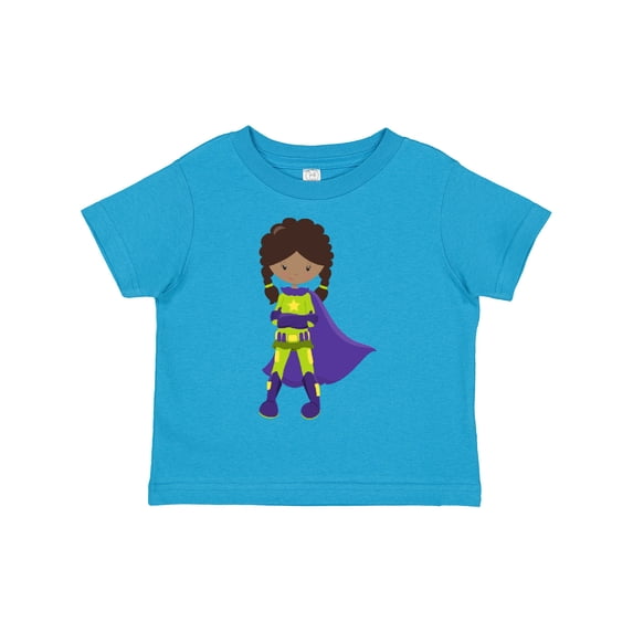 Inktastic African American Girl, Superhero Girl, Purple Cape Girls Toddler T-Shirt