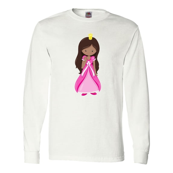 Inktastic African American Princess In Pink Dress Long Sleeve T-Shirt