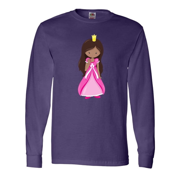 Inktastic African American Princess In Pink Dress Long Sleeve T-Shirt