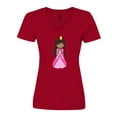 thumbnail image 1 of Inktastic African American Princess In Pink Dress Women's V-Neck T-Shirt, 1 of 5