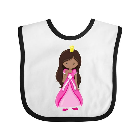 Inktastic African American Princess, Queen, Gown, Pink Dress Girls Baby Bib