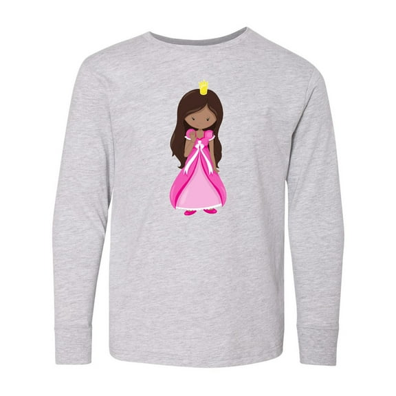 Inktastic African American Princess, Queen, Gown, Pink Dress Long Sleeve Youth T-Shirt