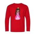 thumbnail image 1 of Inktastic African American Princess, Queen, Gown, Pink Dress Long Sleeve Youth T-Shirt, 1 of 5