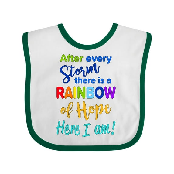 Inktastic After Every Storm, There is a Rainbow of Hope Here I Am Boys or Girls Baby Bib