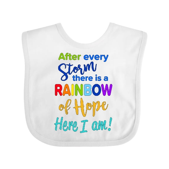 Inktastic After Every Storm, There is a Rainbow of Hope Here I Am Boys or Girls Baby Bib