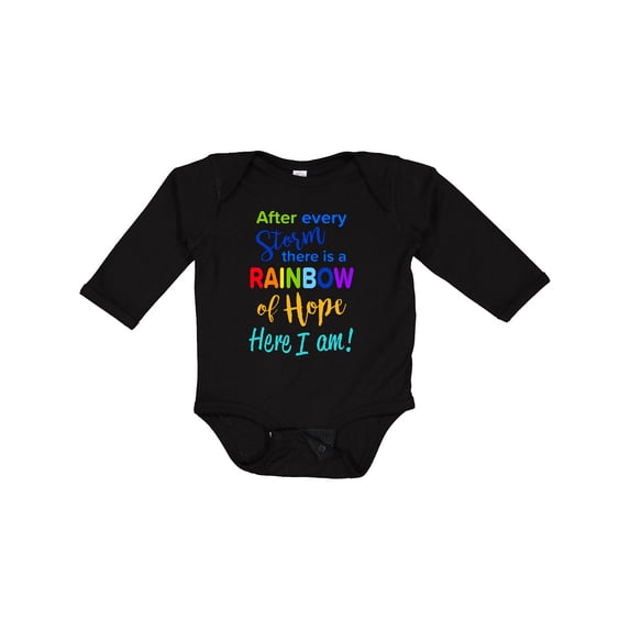 Inktastic After Every Storm, There is a Rainbow of Hope Here I Am Boys or Girls Long Sleeve Baby Bodysuit