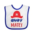 thumbnail image 1 of Inktastic Ahoy Matey, Pirate Hat, Skull and Bones, Pirates Boys or Girls Baby Bib, 1 of 4