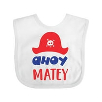 Inktastic Ahoy Matey, Pirate Hat, Skull and Bones, Pirates Boys or Girls Baby Bib