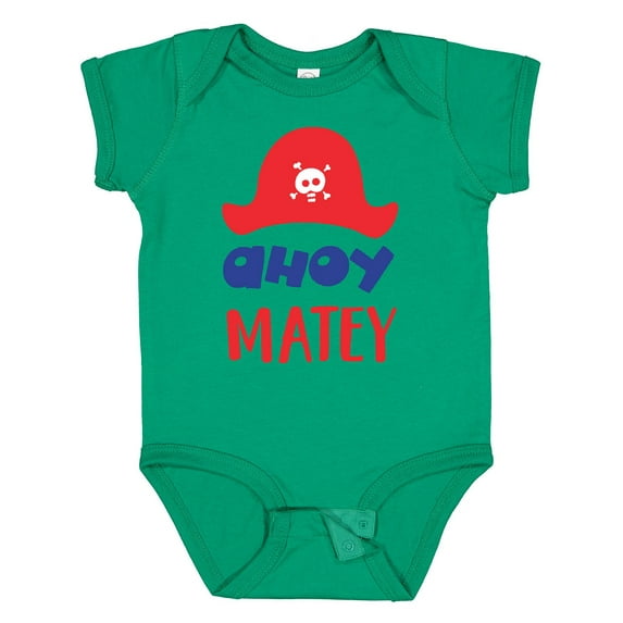 Inktastic Ahoy Matey, Pirate Hat, Skull and Bones, Pirates Boys or Girls Baby Bodysuit