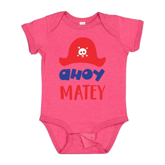 Inktastic Ahoy Matey, Pirate Hat, Skull and Bones, Pirates Boys or Girls Baby Bodysuit
