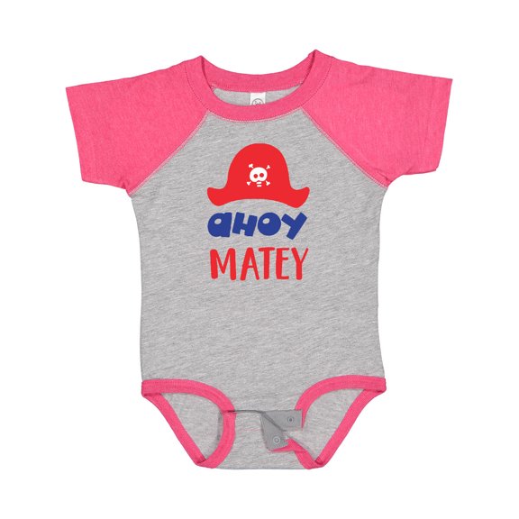 Inktastic Ahoy Matey, Pirate Hat, Skull and Bones, Pirates Boys or Girls Baby Bodysuit