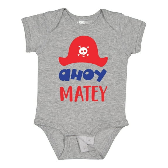 Inktastic Ahoy Matey, Pirate Hat, Skull and Bones, Pirates Boys or Girls Baby Bodysuit