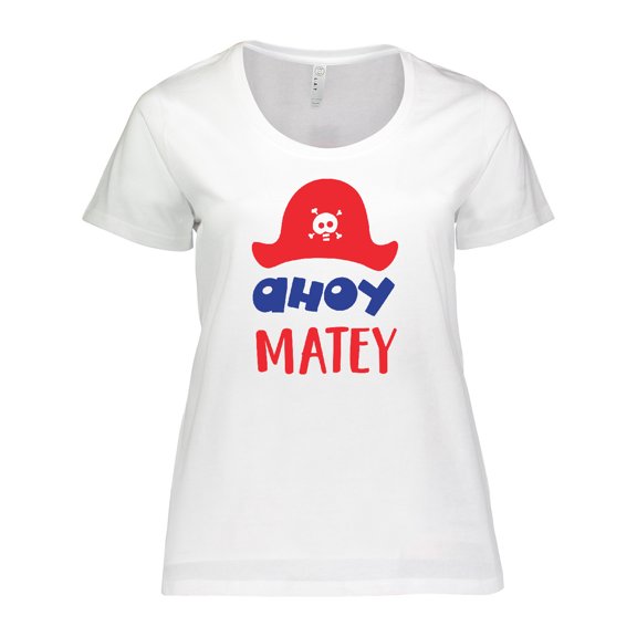 Inktastic Ahoy Matey, Pirate Hat, Skull and Bones, Pirates Women's Plus Size T-Shirt