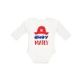 thumbnail image 1 of Inktastic Ahoy Matey, Pirate Hat, Skull and Bones - Red Blue Boys or Girls Long Sleeve Baby Bodysuit, 1 of 5