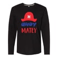 thumbnail image 1 of Inktastic Ahoy Matey, Pirate Hat, Skull and Bones - Red Blue Long Sleeve T-Shirt, 1 of 5
