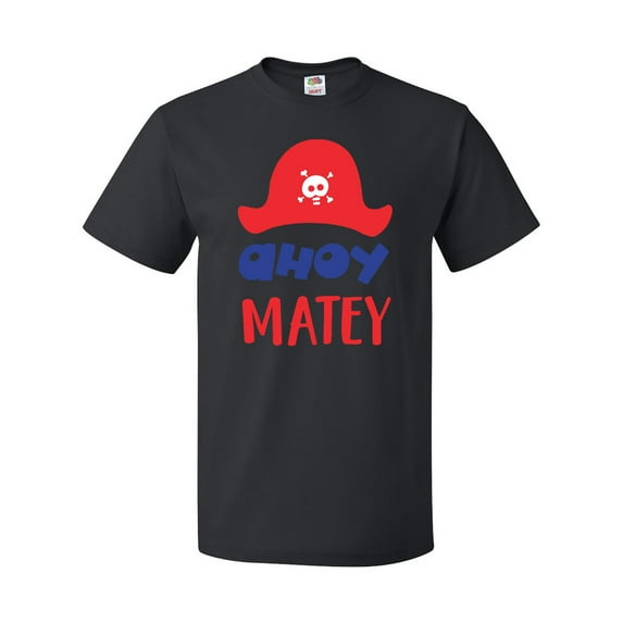 Inktastic Ahoy Matey, Pirate Hat, Skull and Bones - Red Blue T-Shirt