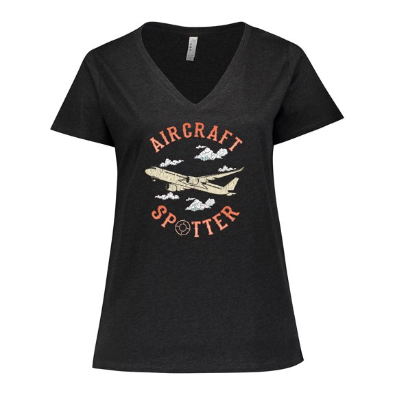 Inktastic Aircraft Spotter Plane Lover Women's Plus Size V-Neck T-Shirt