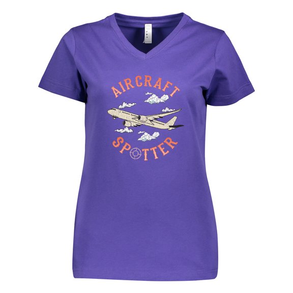 Inktastic Aircraft Spotter Plane Lover Women's V-Neck T-Shirt