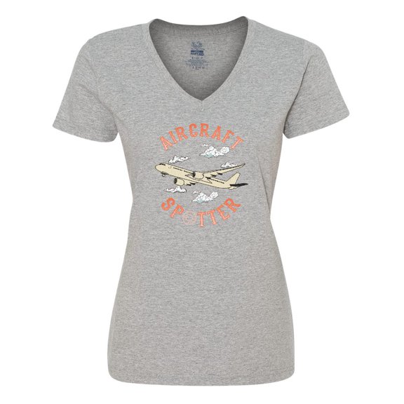 Inktastic Aircraft Spotter Plane Lover Women's V-Neck T-Shirt