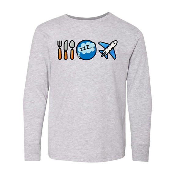 Inktastic Airplane Eat Sleep Fly Long Sleeve Youth T-Shirt