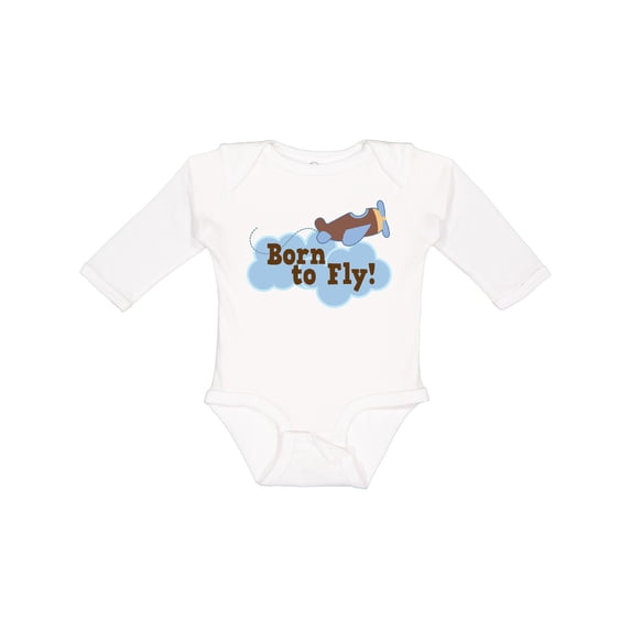 Inktastic Airplane Future Pilot Born to Fly Boys Long Sleeve Baby Bodysuit