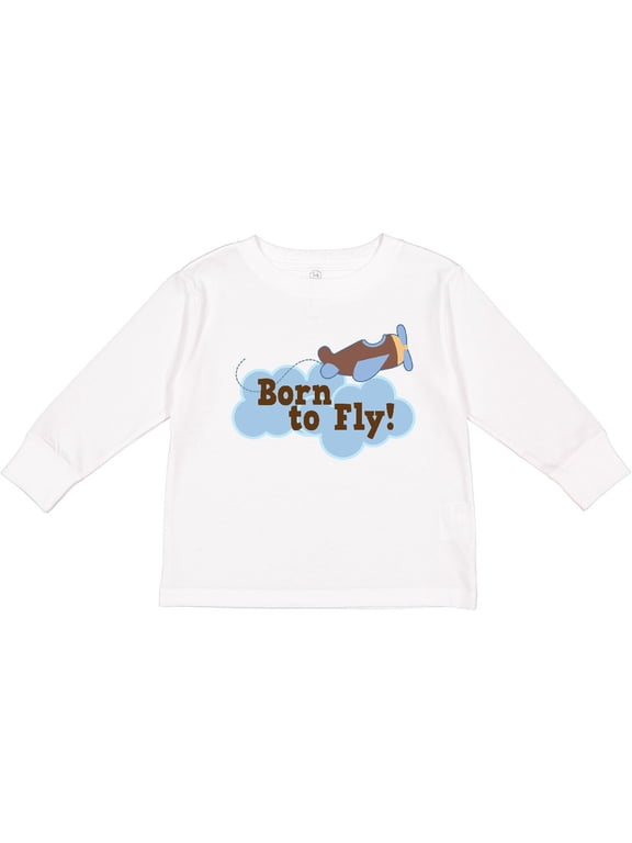 Airplane Future Pilot Born to Fly Boys Long Sleeve Toddler T-Shirt