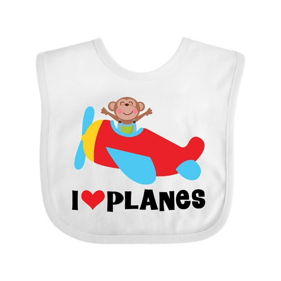Inktastic Airplane I Love Planes Boys Baby Bib
