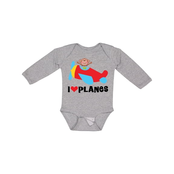 Inktastic Airplane I Love Planes Boys Long Sleeve Baby Bodysuit