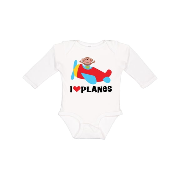 Inktastic Airplane I Love Planes Boys Long Sleeve Baby Bodysuit