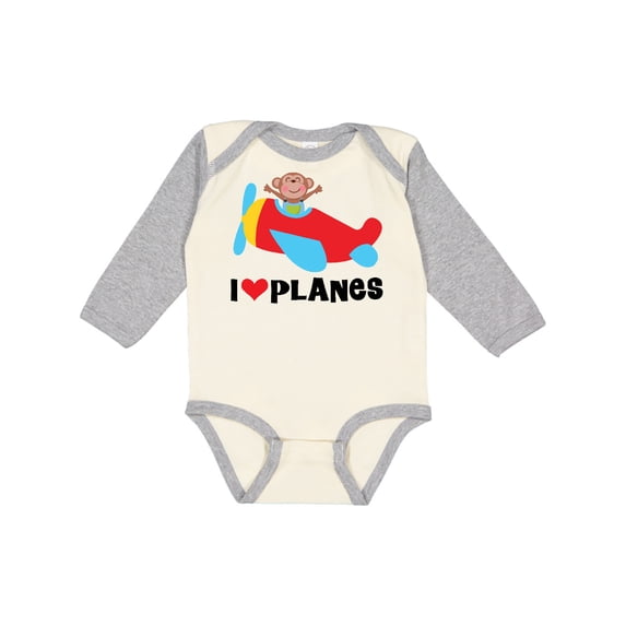 Inktastic Airplane I Love Planes Boys Long Sleeve Baby Bodysuit