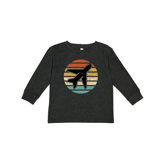 Inktastic Airplane Pilot Vintage Sunset Boys or Girls Long Sleeve Toddler T-Shirt