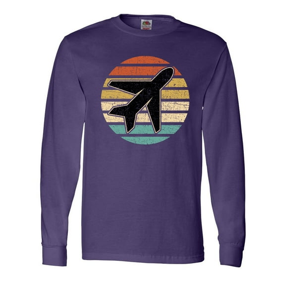 Inktastic Airplane Pilot Vintage Sunset Long Sleeve T-Shirt