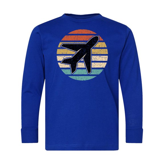 Inktastic Airplane Pilot Vintage Sunset Long Sleeve Youth T-Shirt