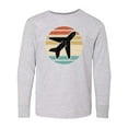 thumbnail image 1 of Inktastic Airplane Pilot Vintage Sunset Long Sleeve Youth T-Shirt, 1 of 5