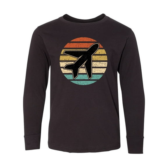 Inktastic Airplane Pilot Vintage Sunset Long Sleeve Youth T-Shirt