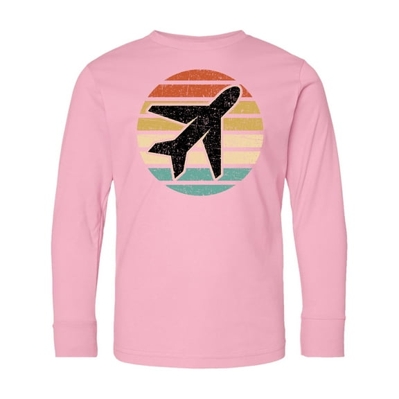 Inktastic Airplane Pilot Vintage Sunset Long Sleeve Youth T-Shirt