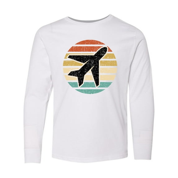 Inktastic Airplane Pilot Vintage Sunset Long Sleeve Youth T-Shirt