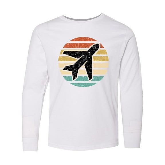 Inktastic Airplane Pilot Vintage Sunset Long Sleeve Youth T-Shirt