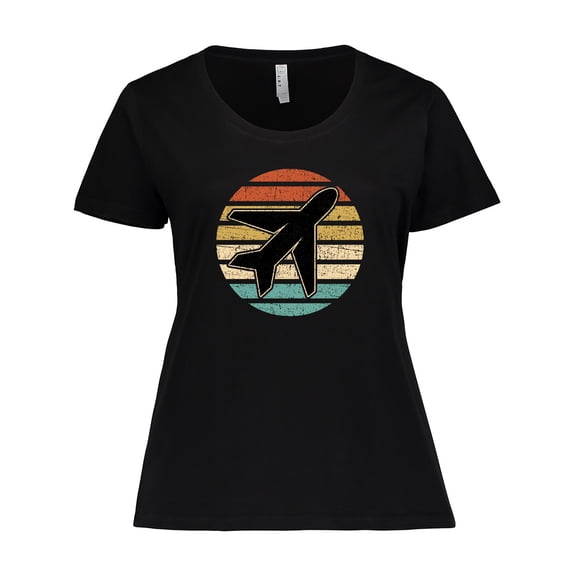 Inktastic Airplane Pilot Vintage Sunset Women's Plus Size T-Shirt
