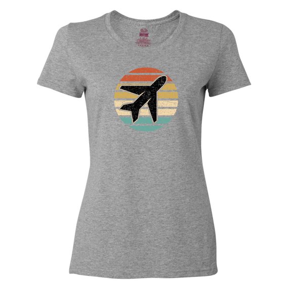 Inktastic Airplane Pilot Vintage Sunset Women's T-Shirt