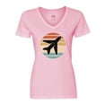 thumbnail image 1 of Inktastic Airplane Pilot Vintage Sunset Women's V-Neck T-Shirt, 1 of 5