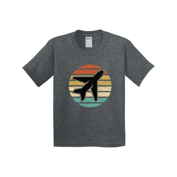 Inktastic Airplane Pilot Vintage Sunset Youth T-Shirt
